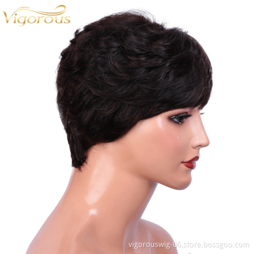 Glueless Short Cheap Wholesale Vendors Brazilian Natural Pixie Cut 10A Wig For Black Women 100% Natural Raw Human Hair Wigs
